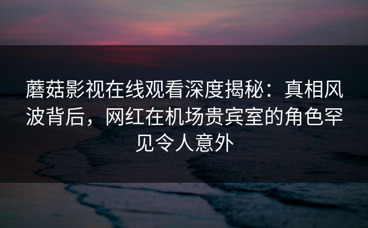 蘑菇影视在线观看深度揭秘：真相风波背后，网红在机场贵宾室的角色罕见令人意外