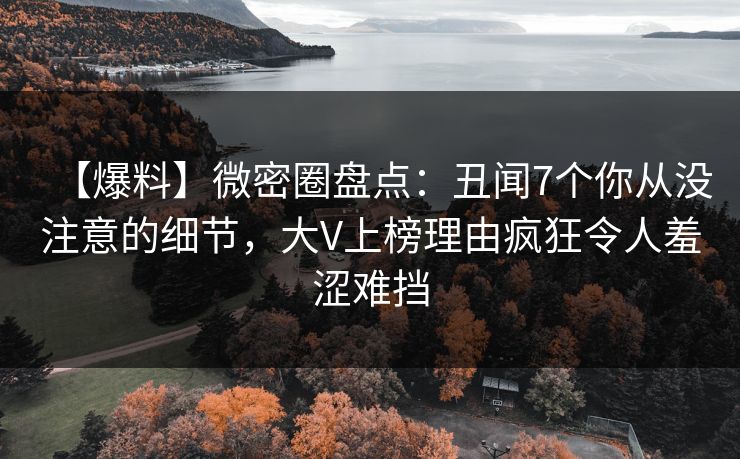 【爆料】微密圈盘点：丑闻7个你从没注意的细节，大V上榜理由疯狂令人羞涩难挡